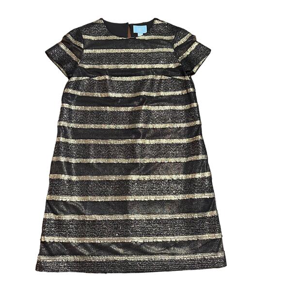 Ce Ce Cynthia Steffe dress black and gold stripes Size 4 - Picture 1 of 8